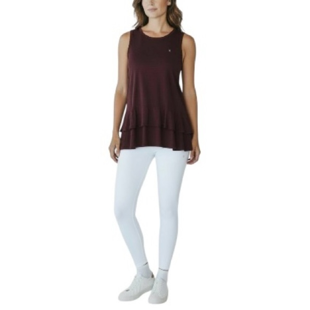 American Eagle Outfitters Burgundy Cotton Blend Peplum Tank Top XS